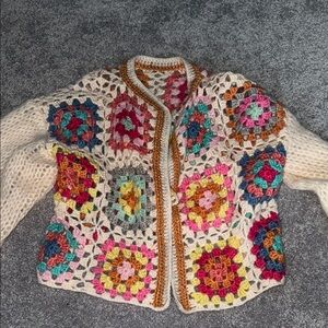 Multicolor Crochet Women Sweater